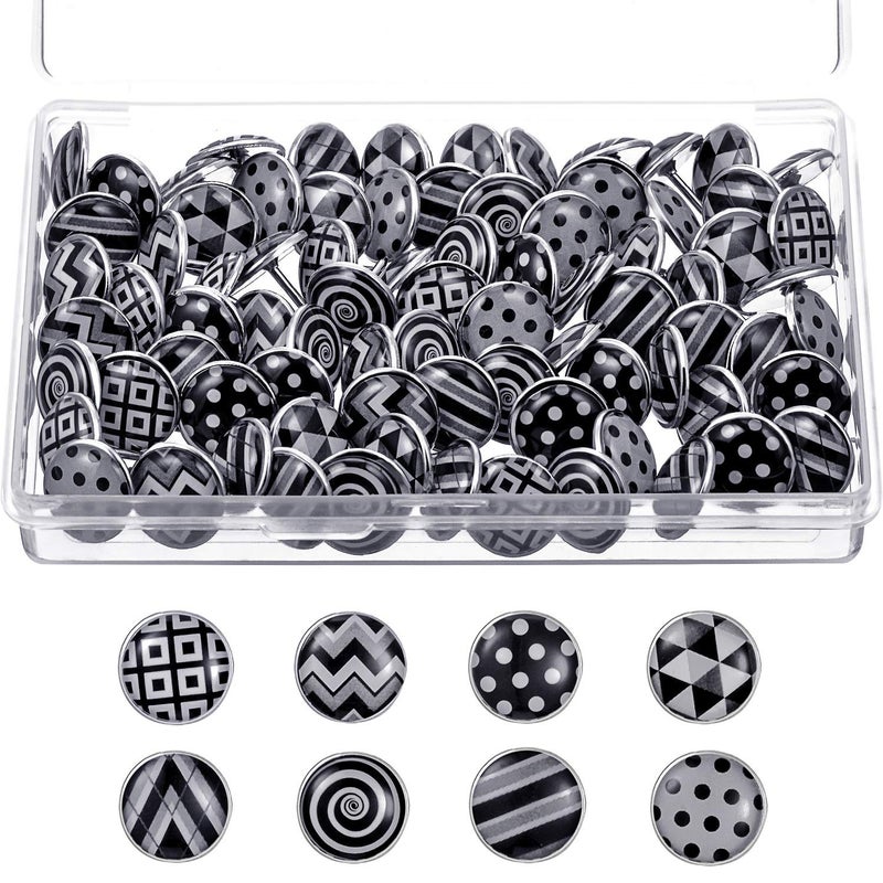 TecUnite 80 Pieces Creative Push Pins Decorative Thumbtacks for Wall Maps, Photos, Bulletin Board or Cork Boards, 8 Different Patterns(Gray) - Image 1